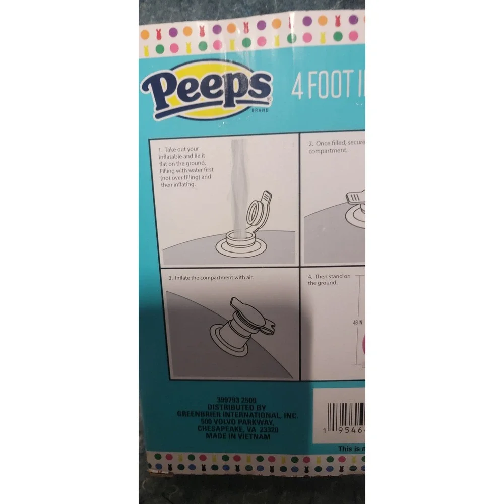 PEEPS‎ 4' Foot Inflatable Pink Yard Easter Bunny Blow-Up NWT and Sealed